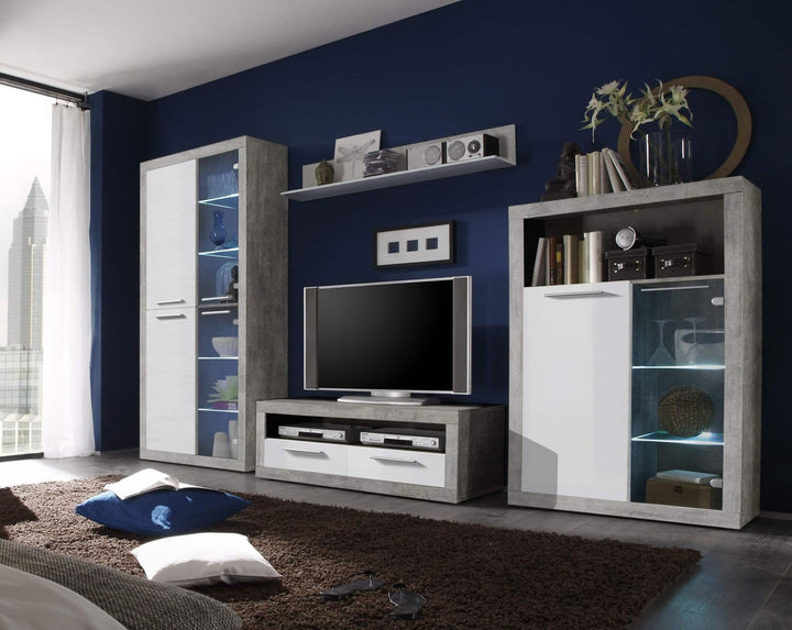 Glaspy Large TV Cabinet Grey and White Gloss
