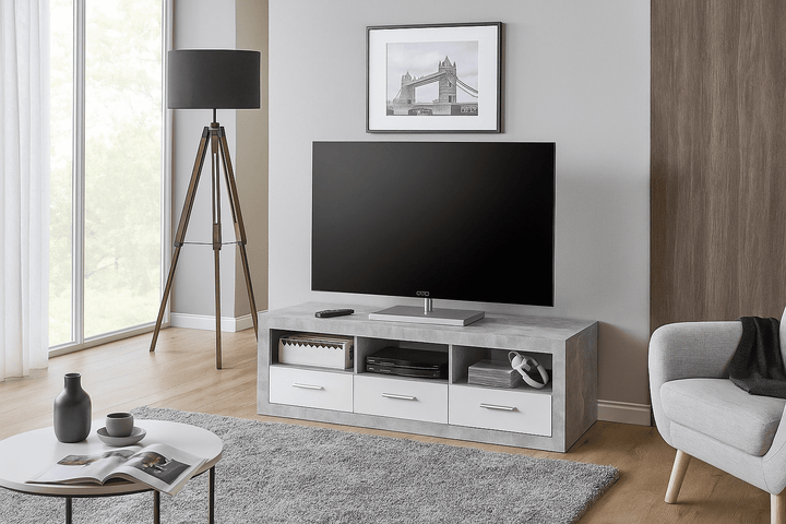 Glaspy Large TV Cabinet Grey and White Gloss