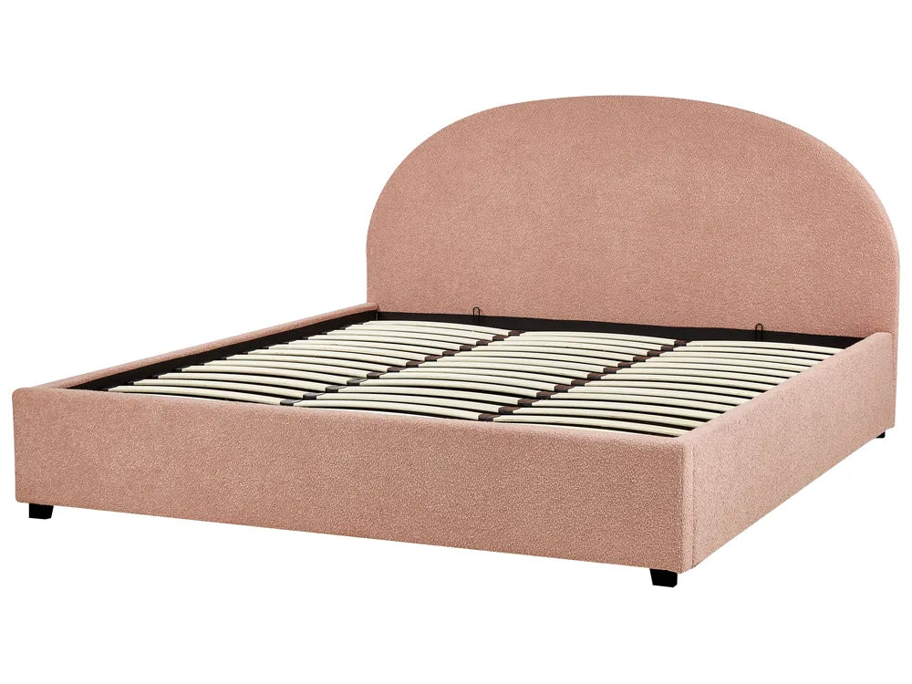 Ottoman Bed Boucle 180 x 200 cm (EU Super King) Pastel Pink Strandy