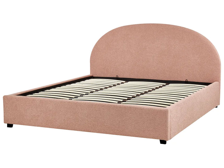 Ottoman Bed Boucle 180 x 200 cm (EU Super King) Pastel Pink Strandy