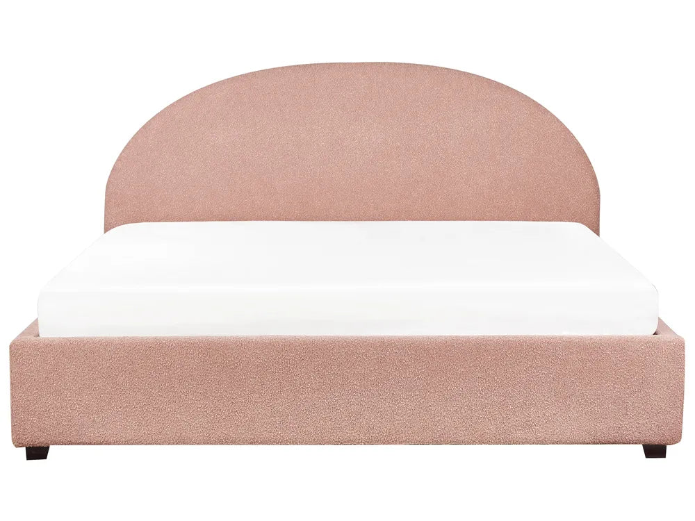 Ottoman Bed Boucle 180 x 200 cm (EU Super King) Pastel Pink Strandy