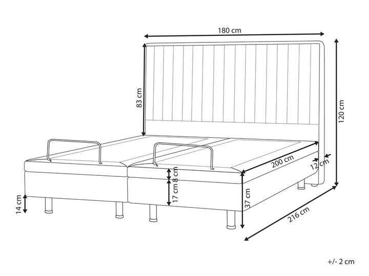 Adjustable Bed Fabric 180 x 200 cm (EU Super King) Beige Antioch