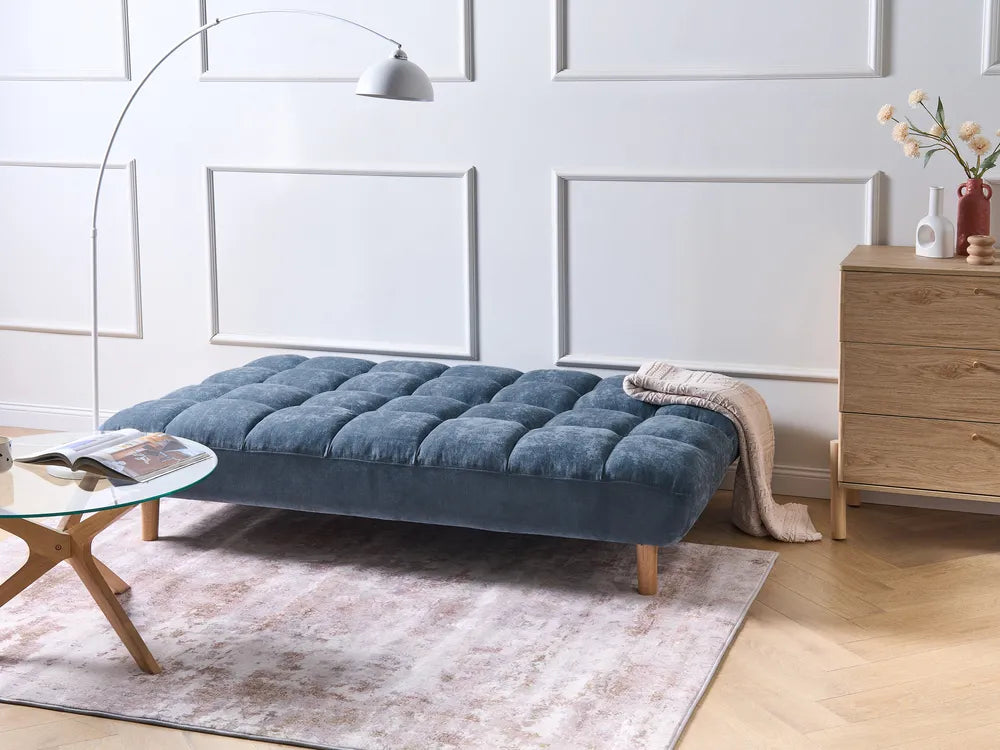 Sofa Bed 2 Seater Fabric Blue Gabbie