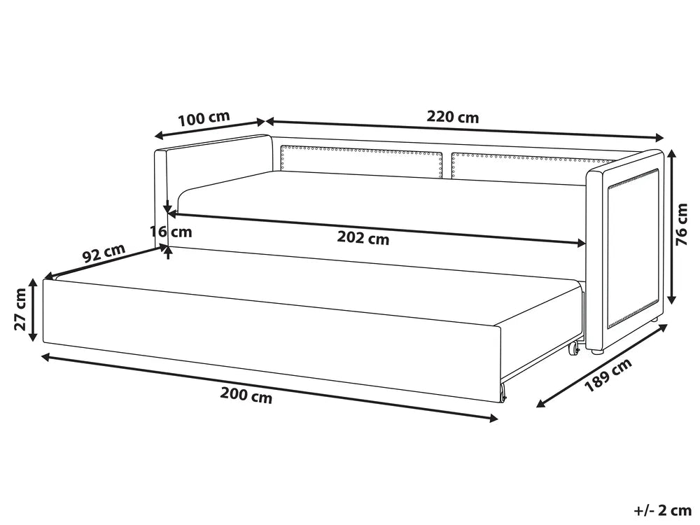 Trundle Bed Corduroy 90 x 200 cm (EU Single) Navy Blue Jilissa