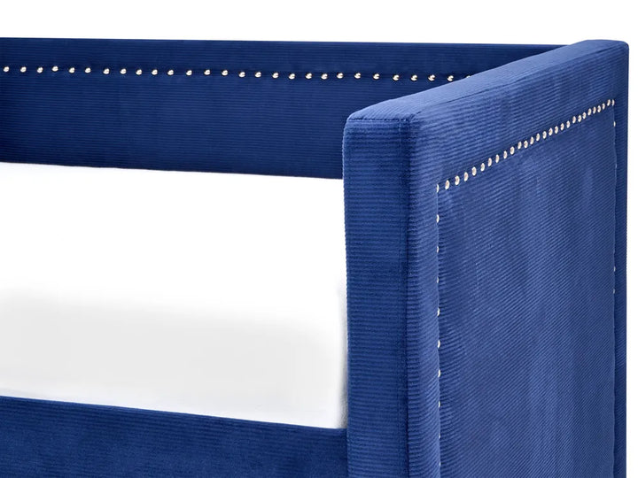 Trundle Bed Corduroy 90 x 200 cm (EU Single) Navy Blue Jilissa