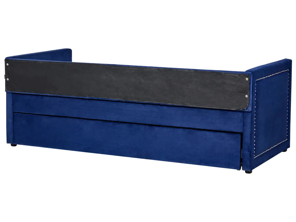 Trundle Bed Corduroy 90 x 200 cm (EU Single) Navy Blue Jilissa