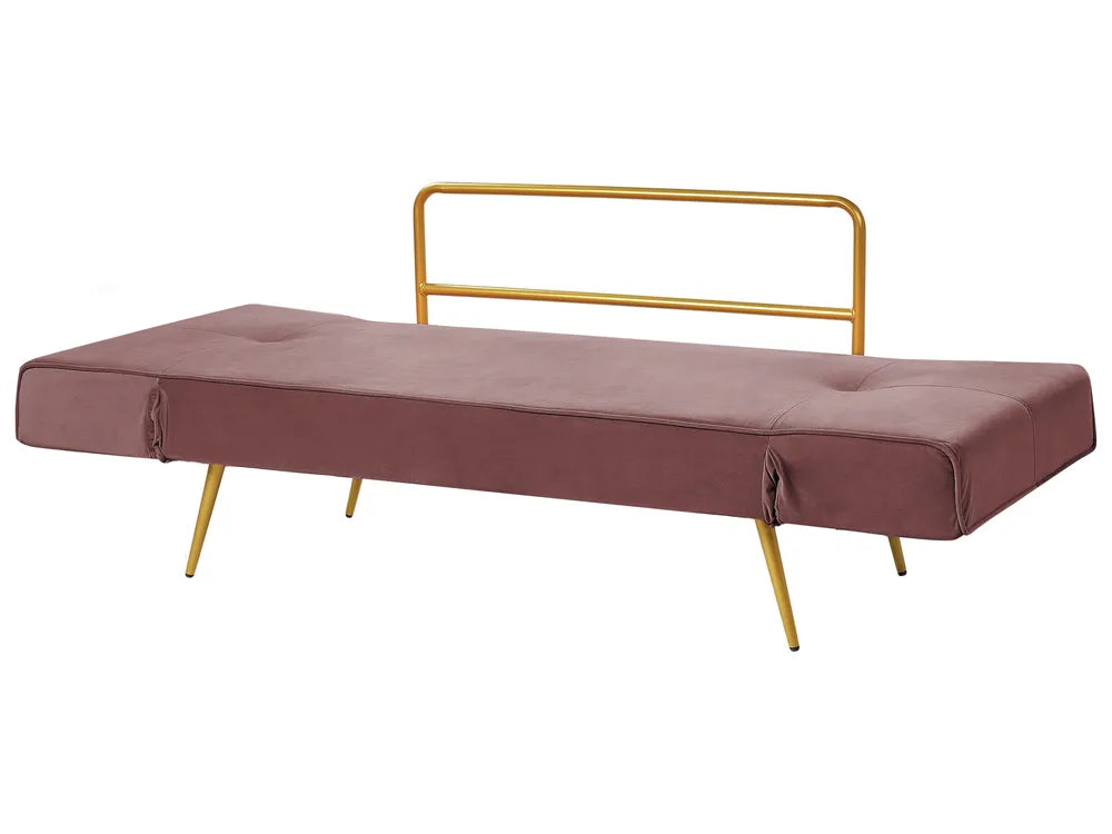 Sofa Bed 2 Seater Velvet Pink Allmon