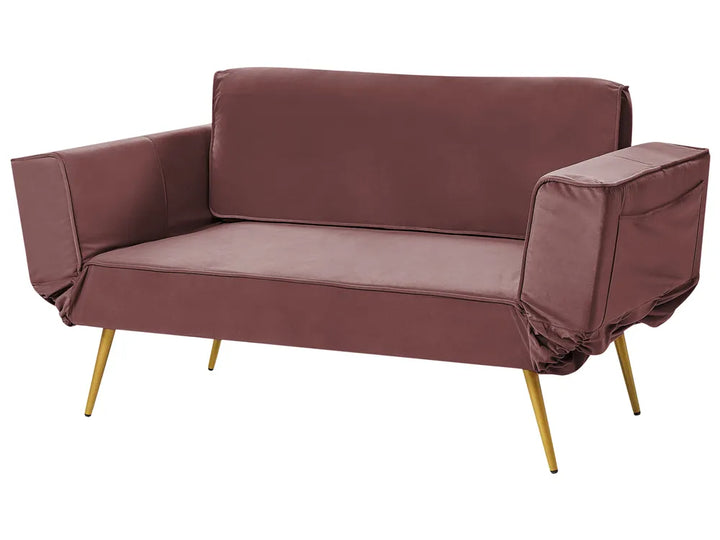 Sofa Bed 2 Seater Velvet Pink Allmon