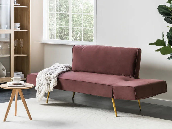 Sofa Bed 2 Seater Velvet Pink Allmon