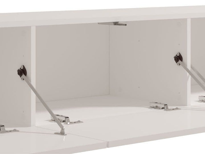 Larissa White Slat Effect Wall Mounted Floating Large Wide TV Entertainment Unit