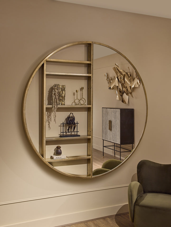 Libra Belvedere Aged Gold Shelving Mirror Large