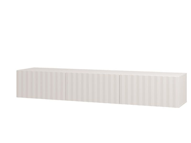 Larissa White Slat Effect Wall Mounted Floating Large Wide TV Entertainment Unit