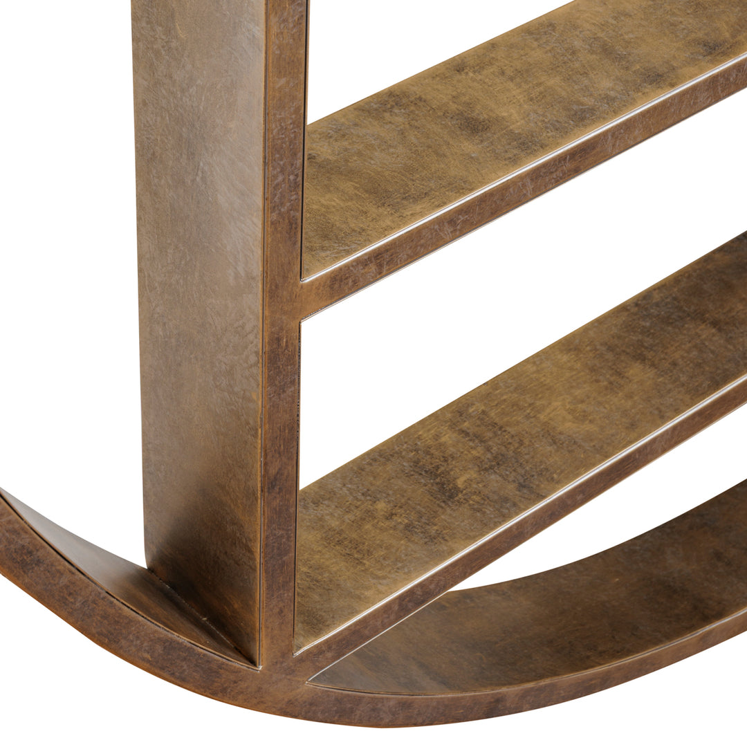 Round mirror with built-in storage shelves gold