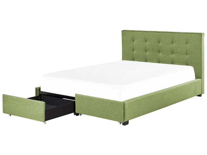 Bed with Storage Drawers Fabric 180 x 200 cm (EU Super King) Green Nancy