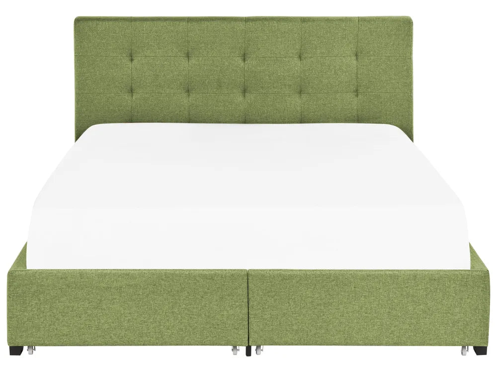 Bed with Storage Drawers Fabric 180 x 200 cm (EU Super King) Green Nancy