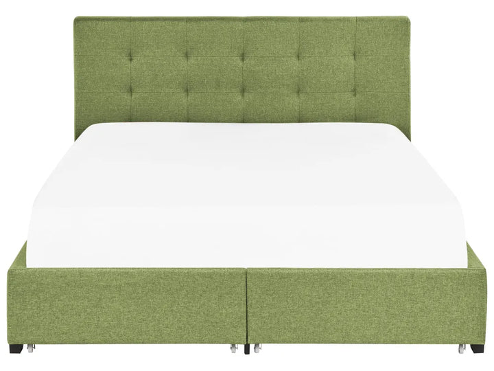 Bed with Storage Drawers Fabric 180 x 200 cm (EU Super King) Green Nancy