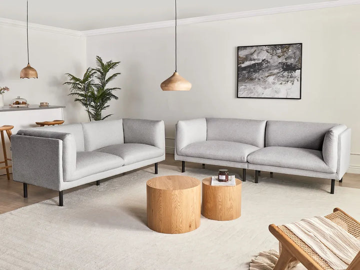 Sofa 2 Seater Fabric Light Grey Gilardo