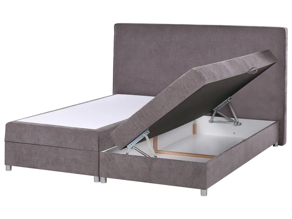 Taupe fabric super king divan bed with storage