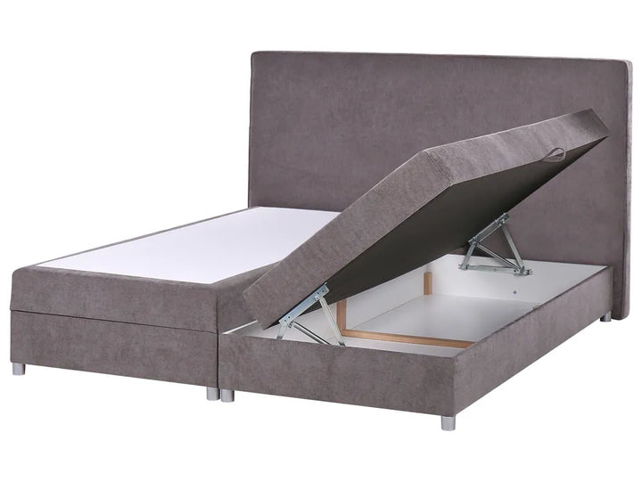 Taupe fabric super king divan bed with storage