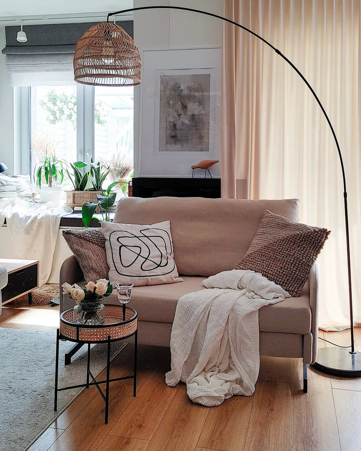 Sofa Bed 2 Seater Fabric Beige Eluna