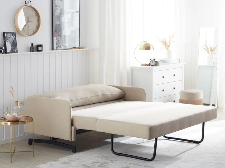 Sofa Bed 2 Seater Fabric Beige Eluna