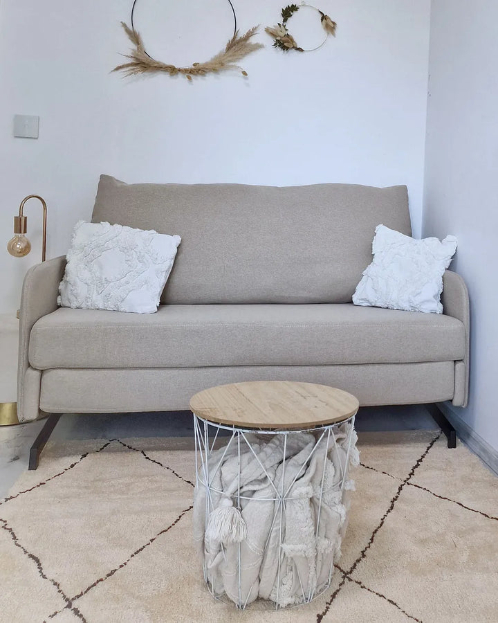 Sofa Bed 2 Seater Fabric Beige Eluna