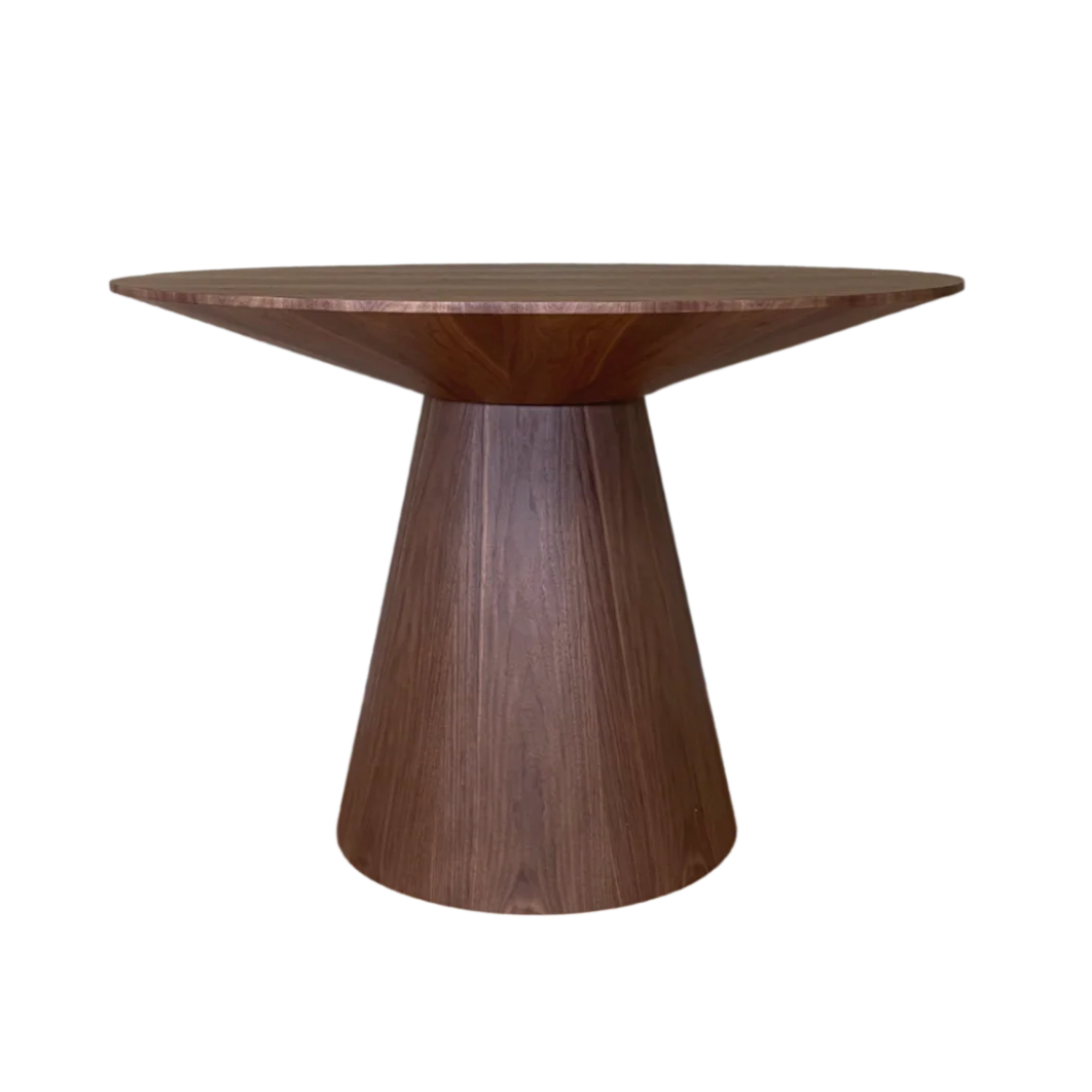 Lotus Walnut Brown Wood Round Dining Table
