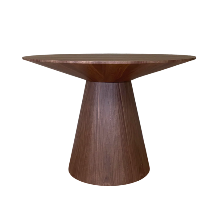 Lotus Walnut Brown Wood Round Dining Table