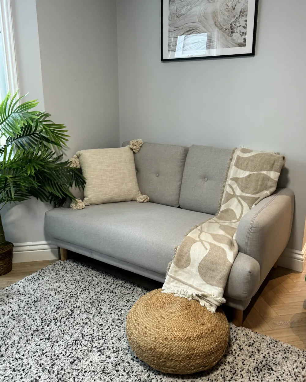 Sofa 2 Seater Fabric Taupe Carlan