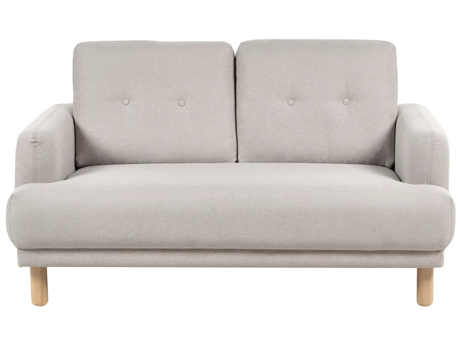 Light gray sofa with wooden legs on a white background