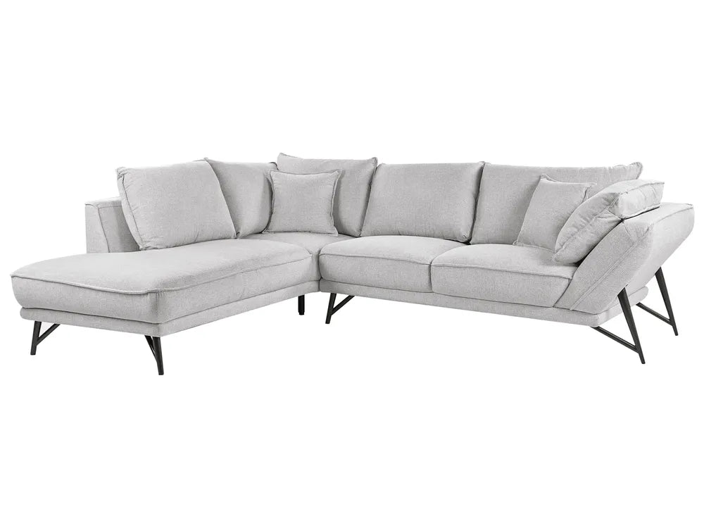 Corner Sofa 3 Seater Linen Light Grey Right Hand Gotthold