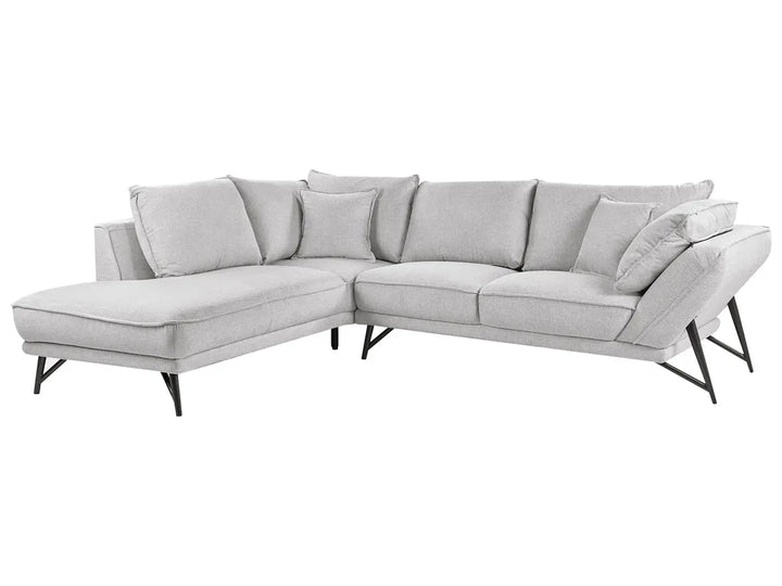 Corner Sofa 3 Seater Linen Light Grey Right Hand Gotthold