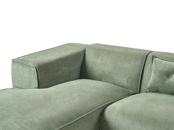 Corner Sofa 3 Seater Chenille Dark Green Right Hand Rafael