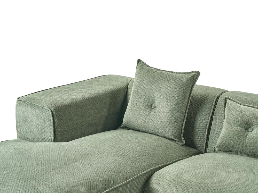 Corner Sofa 3 Seater Chenille Dark Green Right Hand Rafael