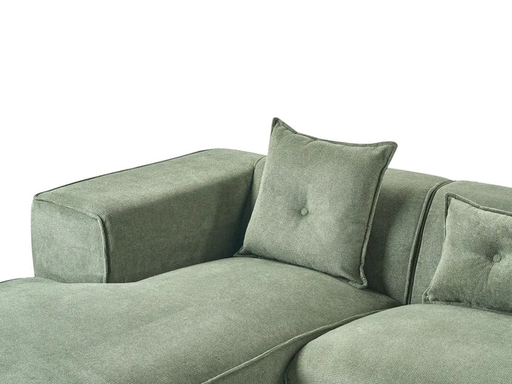 Corner Sofa 3 Seater Chenille Dark Green Right Hand Rafael