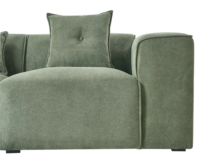 Corner Sofa 3 Seater Chenille Dark Green Right Hand Rafael