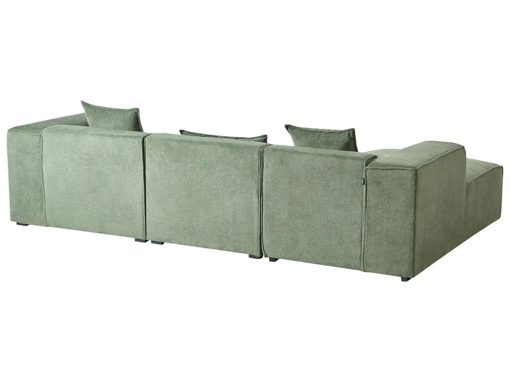 Corner Sofa 3 Seater Chenille Dark Green Right Hand Rafael