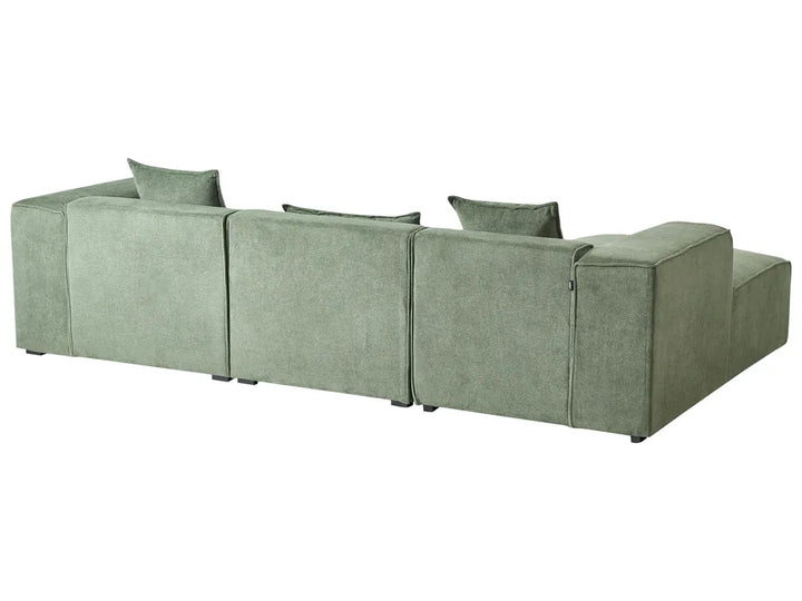 Corner Sofa 3 Seater Chenille Dark Green Right Hand Rafael
