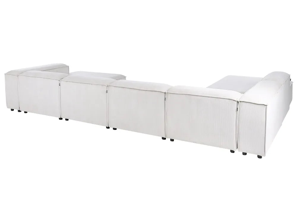 Modular Corner Sofa 5 Seater Corduroy Off-White Right Hand Oakham