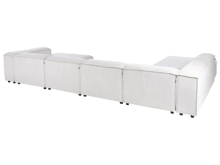Modular Corner Sofa 5 Seater Corduroy Off-White Right Hand Oakham