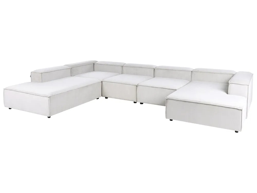 Modular Corner Sofa 5 Seater Corduroy Off-White Right Hand Oakham