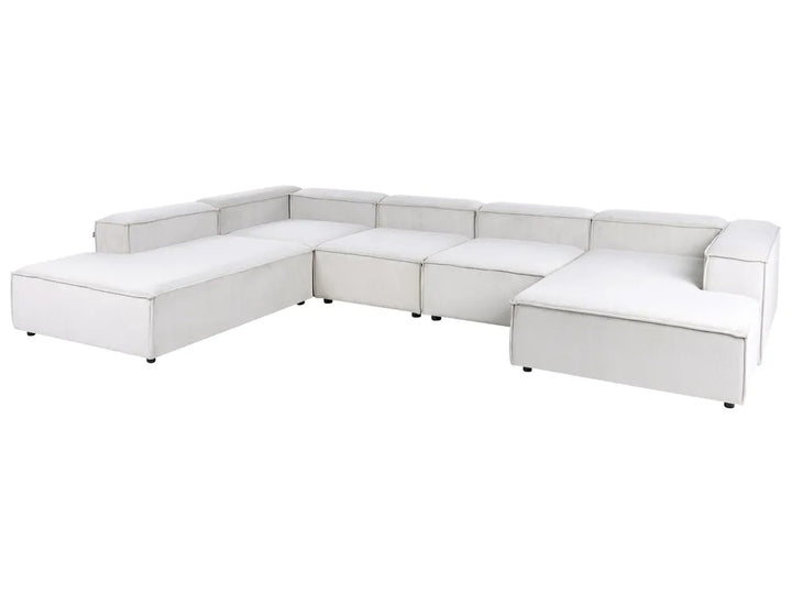 Modular Corner Sofa 5 Seater Corduroy Off-White Right Hand Oakham