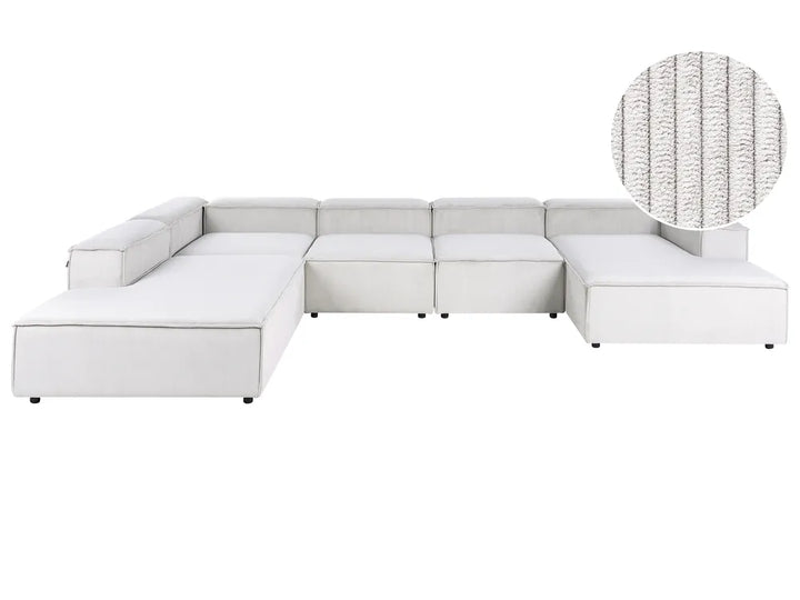Modular Corner Sofa 5 Seater Corduroy Off-White Right Hand Oakham