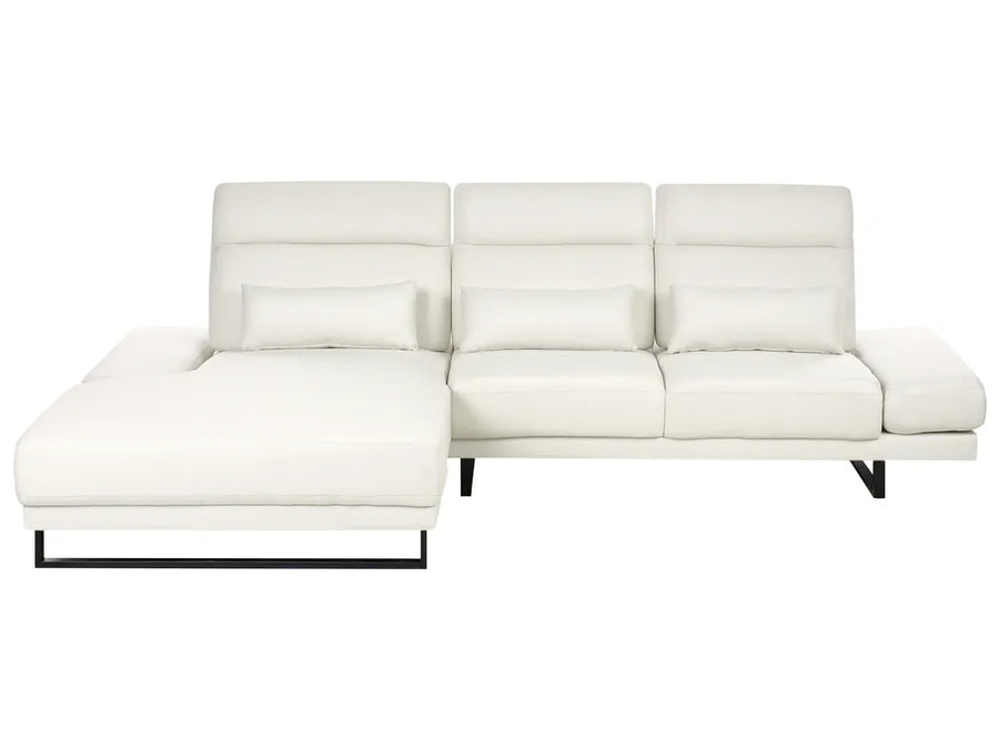 Off-white fabric corner sofa right hand chaise front view