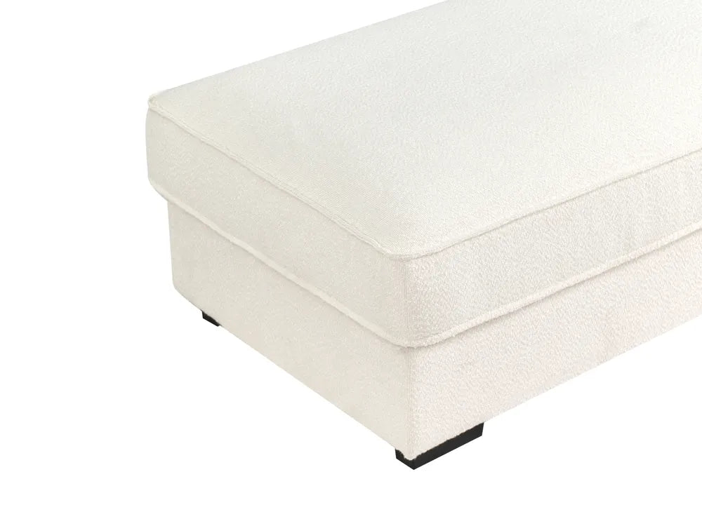 Corner Sofa Boucle Off-White with Ottoman Left Hand Edyth
