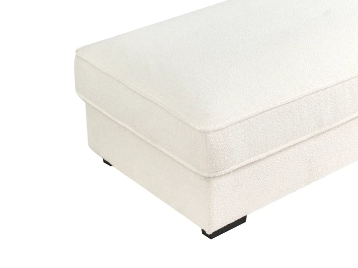 Corner Sofa Boucle Off-White with Ottoman Left Hand Edyth