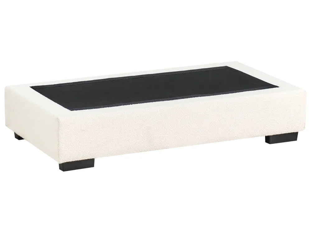 Corner Sofa Boucle Off-White with Ottoman Left Hand Edyth
