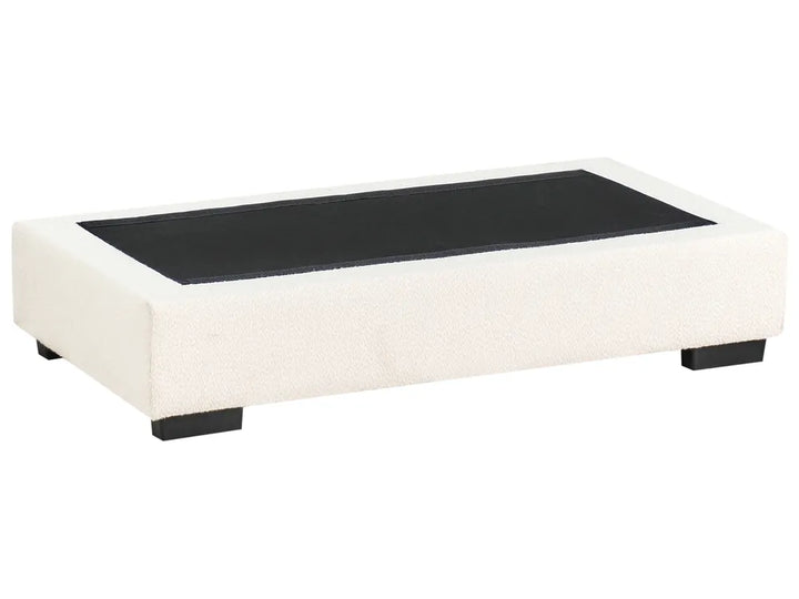 Corner Sofa Boucle Off-White with Ottoman Left Hand Edyth