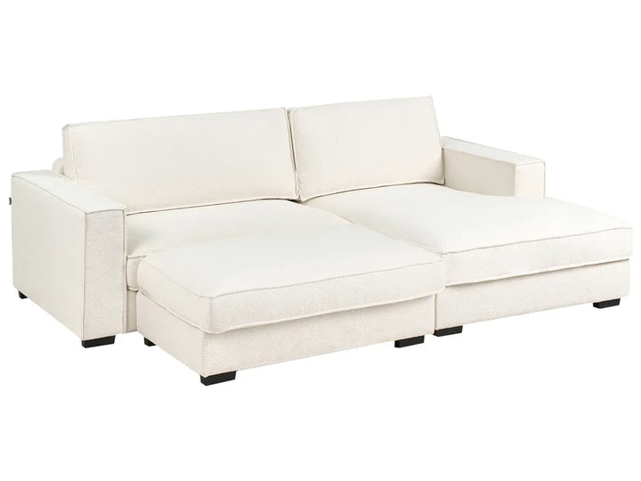 Corner Sofa Boucle Off-White with Ottoman Left Hand Edyth