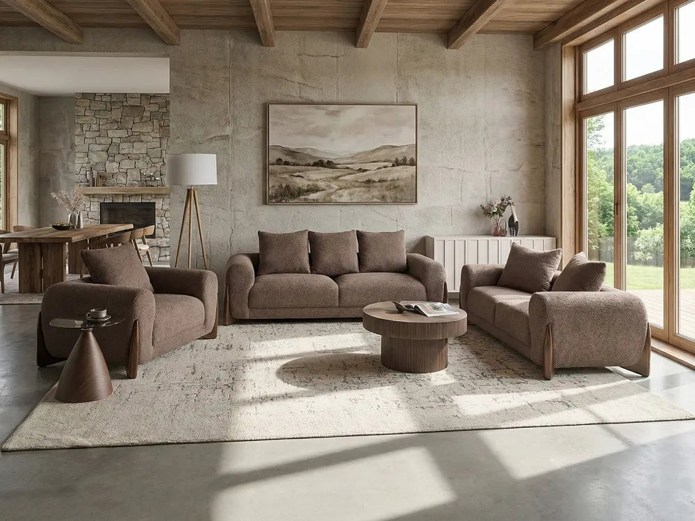 Sofa 2 Seater Boucle Brown Nertila